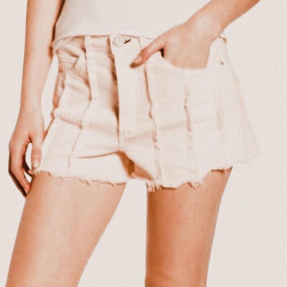 McGuire Denim Georgia May High-Waisted Fringe Shorts – Peach 70s Boho (Size 28) - Picture 1 of 6